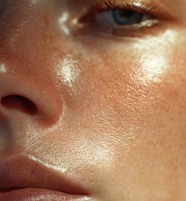 Close detail of clear, hydrated skin