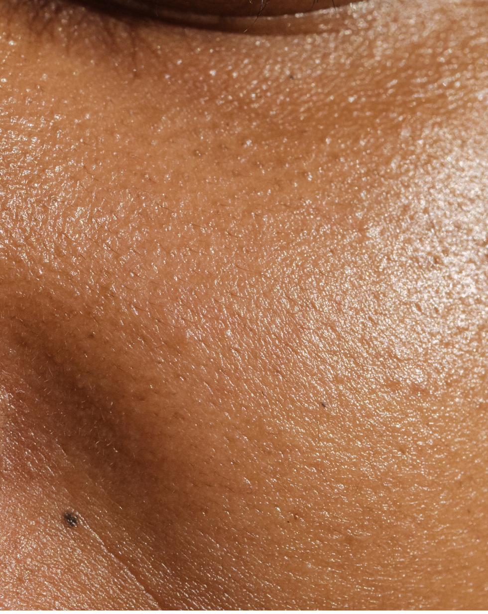 Sunlit close up of clear skin